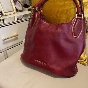 Michael Kors Burgundy Leather Hobo Bag